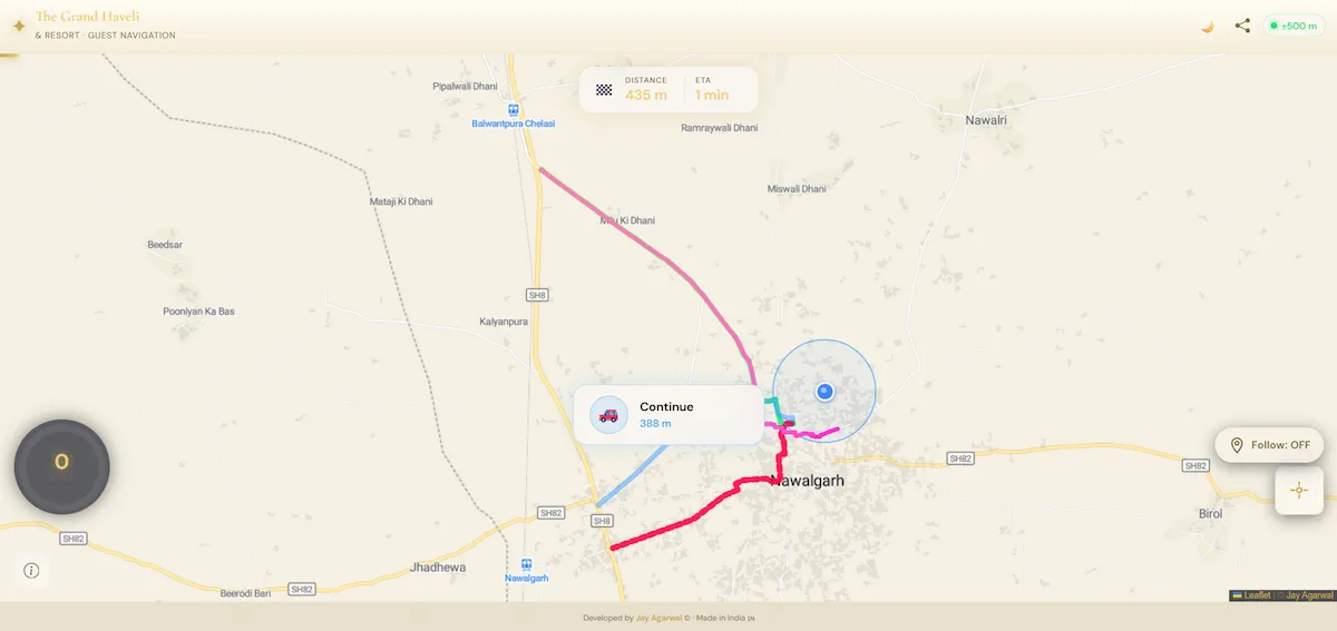 Custom Route Navigation System Map Interface